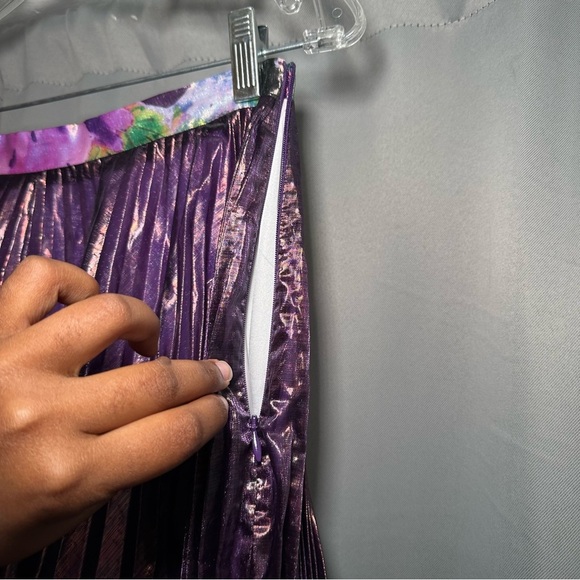 Anthropologie Delfi Collective Floral Midi Pleated Purple Skirt Size Small - Picture 15 of 16